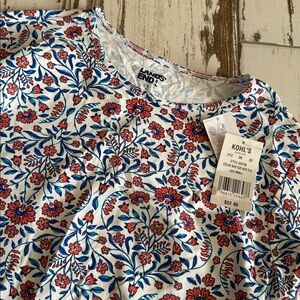 Ladies new with tags Lands' End Floral rash guard swim top